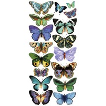 1 Sheet of Stickers Blue and Green Butterflies